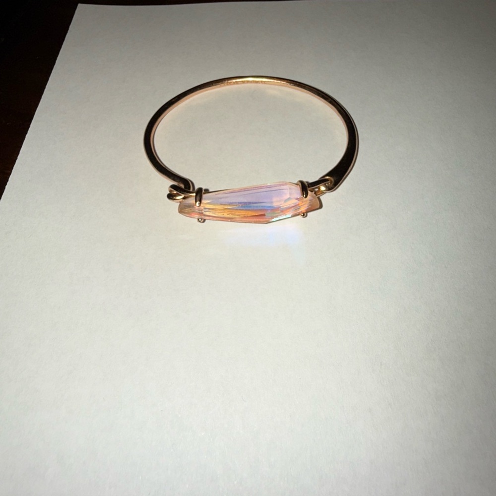 Kendra Scott Rose Gold Bangle Bracelet with Iridescent Pink Crystal